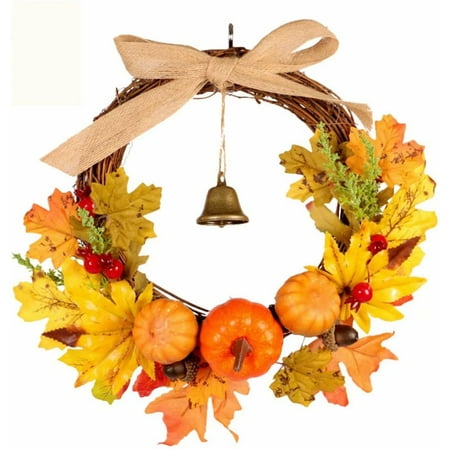 Fall Wreaths Maple Leaf Pumpkin Christmas Thanksgiving Garland Front Door Decor